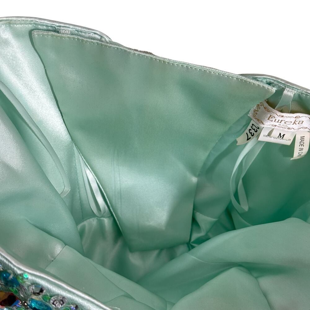 Eureka Beaded Tulle Corset A-Line Short Dress Size M Mint Green Sweetheart Prom - Picture 9 of 11